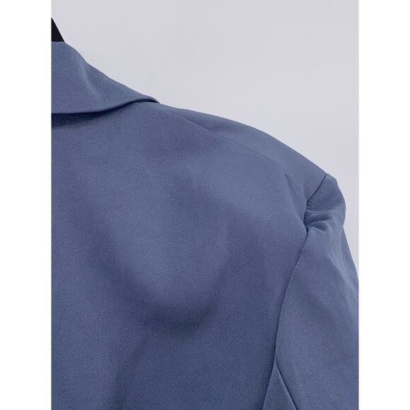 INDEFEIR Women's Blue Single Button Notch Collar Long Sleeve Cropped Top SZ XS - Picture 6 of 11